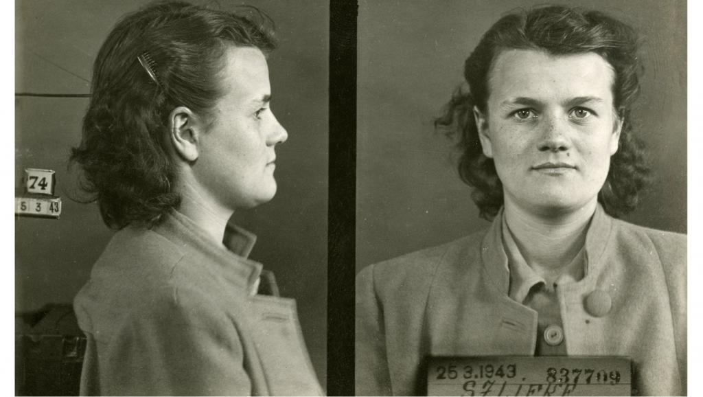 Paulette Sarcey, lors de son arrestation le 25 mars 1943 (Copyright : Archives de la Préfecture de la police de Paris / FRAPP_GB188_468). © Archives de la Préfecture de la police de Paris